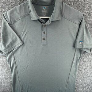 Kuhl Shirt Virtuoso Men Medium Short Sleeve Polo Lightweight Gray Wool Blend